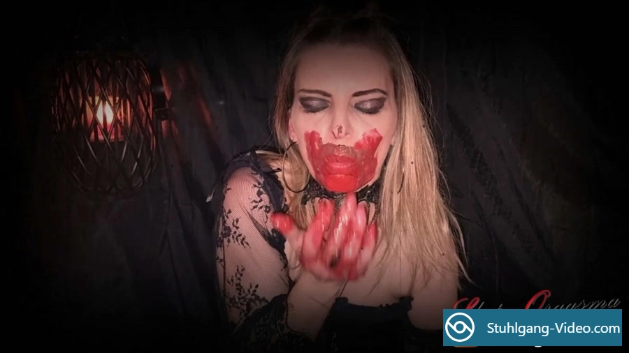 Extreme scat and puke swallowing - Bloody scat dinner of a satanic [FullHD 1080p] Fetish