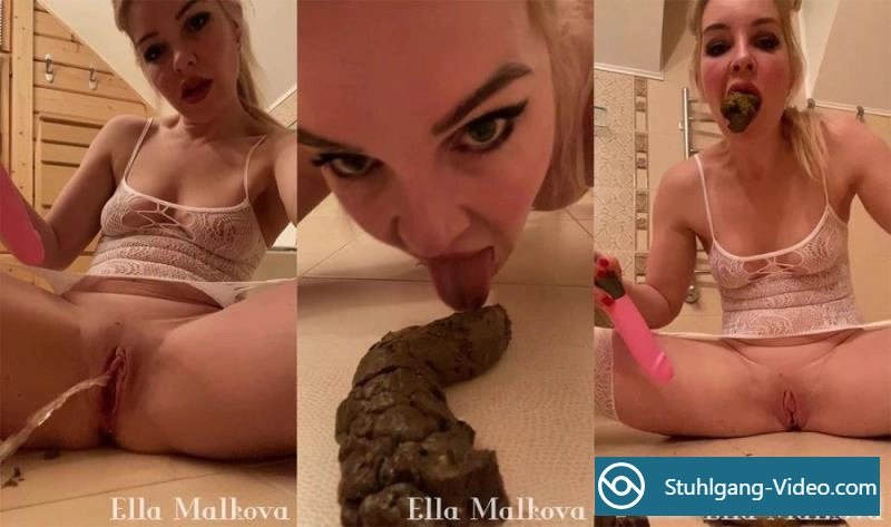 Scat Ella / Ella Malova - Masturbating and Licking Shit [UltraHD 2K] Stuhlgang Porno