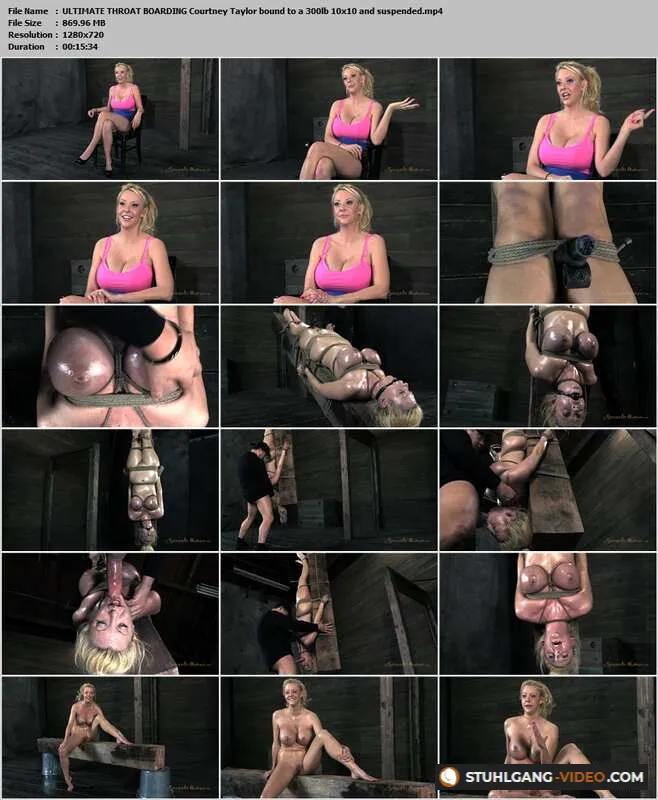 Watch ULTIMATE THROAT BOARDING Courtney Taylor bound to a 300lb 10x10 and suspended [HD] BDSM Porno Online