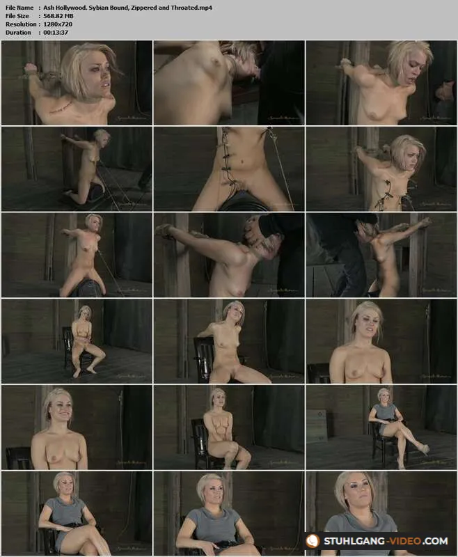 Watch Ash Hollywood. Sybian Bound, Zippered and Throated [HD] BDSM Porno Online