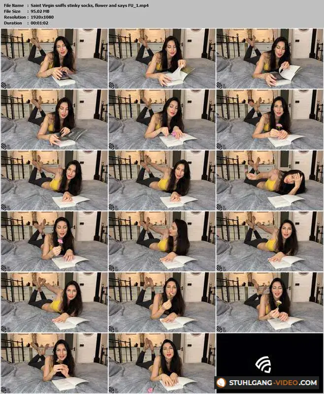 Watch Saint Virgin sniffs stinky socks, flower and says FU [Full HD] Fetisch Porno Online