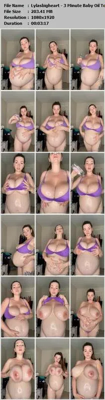 Watch Lylasbigheart - 3 Minute Baby Oil Topless Video [SD] Schwangere Pornos Online